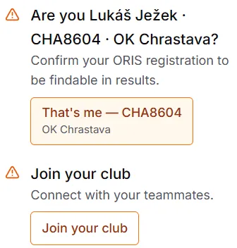 Karta Complete your profile s nabídkou That’s me pro registrační číslo a tlačítkem Join your club