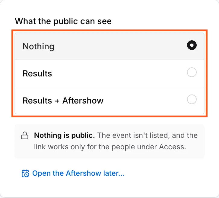 What the public can see, with Nothing selected